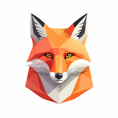 Geometric low-poly fox in vector style, modern minimalist color scheme, clean shapes for trendy graphic tee