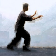 Graceful dance silhouette in urban environment