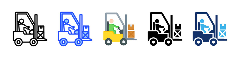 Forklift Icon Collection With Multiple Styles