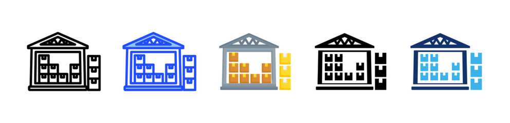 Warehouse Icon Collection With Multiple Styles