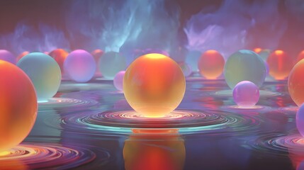 Surreal water bubbles with colorful reflections