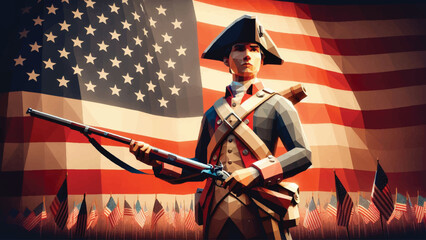 American Revolution Soldier, A historical figure dressed as a Revolutionary War 