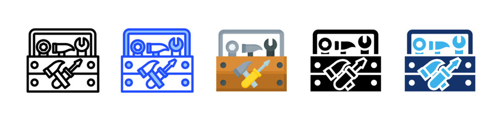 Toolbox Icon Collection With Multiple Styles