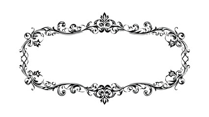 Black Ornate Vintage Flourish Frame Vector