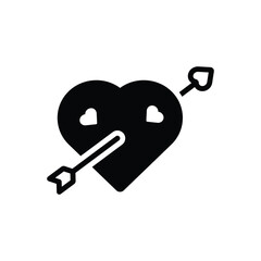 Black solid icon for love heart