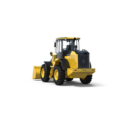 Yellow Front Loader Construction Vehicle Isolated on Transparent Background