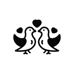 Black solid icon for loving birds