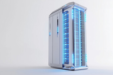 Wall-mounted and window air conditioners cooling a business datacenter with network server racks, illustrating web hosting technology