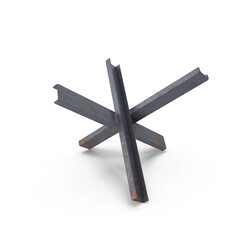 Anti-Tank Czech Hedgehog Barrier Isolated on Transparent Background