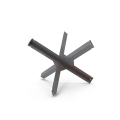 Anti-Tank Czech Hedgehog Barrier Isolated on Transparent Background