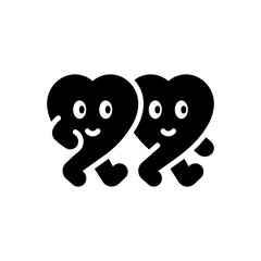 Black solid icon for happy hearts