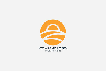 sun raising morining logo, sun and path iconic minimal logo, sun fresh morning logo