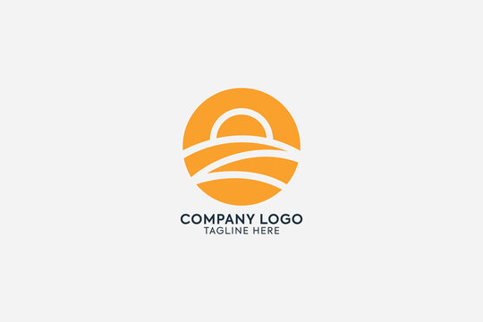 sun raising morining logo, sun and path iconic minimal logo, sun fresh morning logo