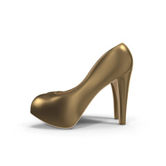 Pair of Gold High Heel Shoes Isolated on Transparent Background