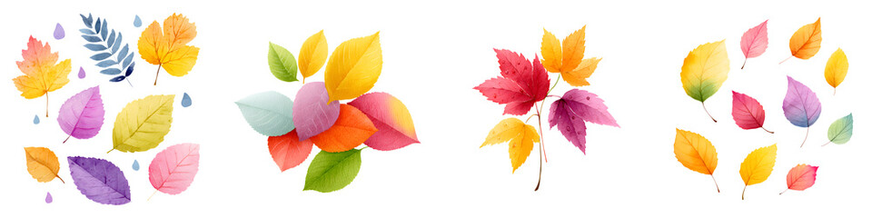 Obraz premium Autumn leaves collection with vibrant colors and patterns