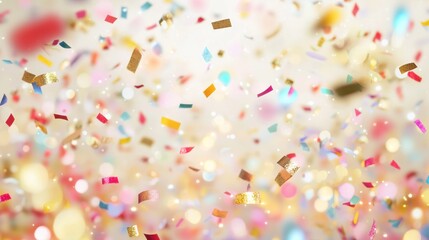 Confetti falling against a white background.