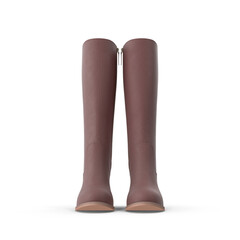 Pair of Brown High Heel Knee Boots Isolated on Transparent Background