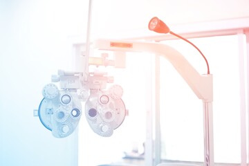 anatomy of the human body, Phoropter for eye test, lenses glasses for eye check in optical store, health care, eye care concept, industry eye care 