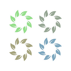 NATURAL PRODUCT LEAVES IN CIRCLE SIGN SYMBOL LOGO
