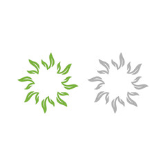 Obraz premium NATURAL PRODUCT LEAVES IN CIRCLE SIGN SYMBOL LOGO 