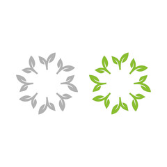 NATURAL PRODUCT LEAVES IN CIRCLE SIGN SYMBOL LOGO

