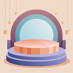 a soft toned stage mockup with circular frame