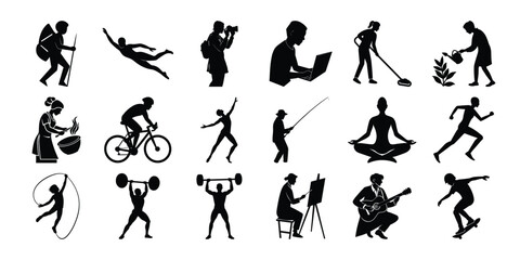 18 Human Activity Silhouette Vector Set
