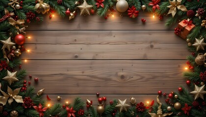 Festive Christmas Decor Background with Space for Holiday Message or Text