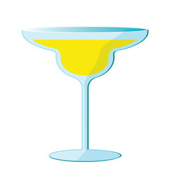 Limoncello spritz cocktail vector illustration in flat cartoon style. Image of lemon liqueur in a glass on isolated background. Italian traditional aperitif for bar and menu.