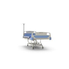 Standard Hospital Bed with Adjustable Frame and Side Rails Isolated on Transparent Background
