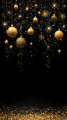 Golden ornament glitter star bauble festive sparkling elegant black background