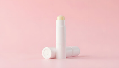 White lip balm stick mockup for beauty, skincare, or personal care products. Clean and elegant design, ideal for cosmetic branding and product displays