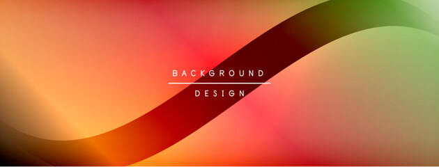 Abstract gradient background. Orange, red, green hues blend smoothly. Dynamic curves create modern visual effect. Text reads background design.
