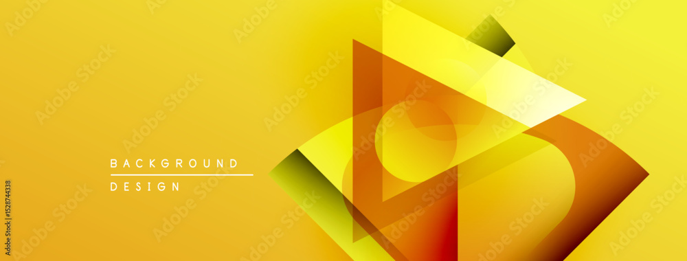 Aufkleber Abstract geometric design. Yellow gradients create layered triangular shapes, modern aesthetic. Minimal text elements present.