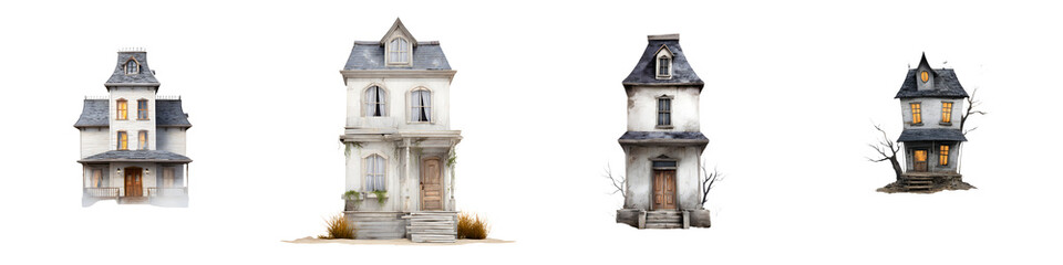 Obraz premium Four old historic houses with unique architectural facades