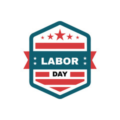 Minimalist Labor Day Badge in Hexagon Shape – Modern USA Patriotic Emblem Design for American Worker Celebration, National Unity, and Holiday Promotion