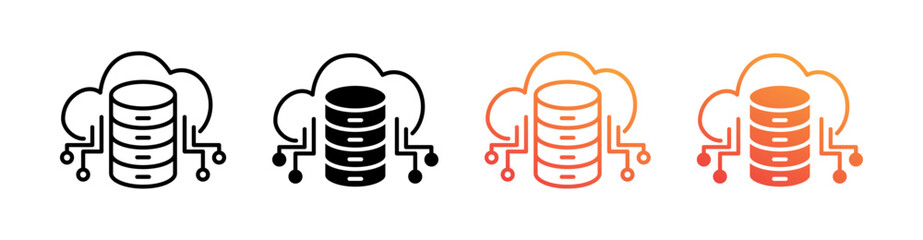 Cloud Database Multiple Style Icon Set Collection 