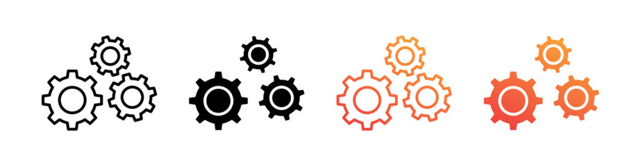 Gears Multiple Style Icon Set Collection 