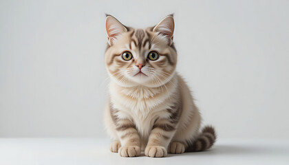 Obraz premium A Feline Portrait: Elegant British Shorthair Kitten in Studio Lighting.