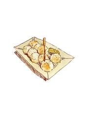 Poffertjes, traditional Dutch batter cakes watercolor illustration