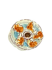 gyosa japanese dumpling watercolor illustration