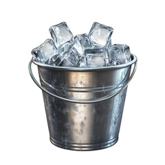 Ice cubes in metal bucket for drinks and chilling beverages cold refreshment concept