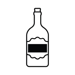 Simple line drawing of a glass bottle with label