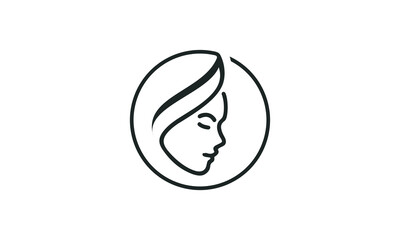 vector illustration of black background with woman face, long hair.