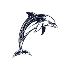 Fototapeta premium silhouette dolphin on white background