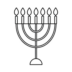 Seven branched menorah line drawing jewish holiday symbol
