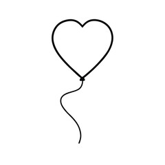 Simple line drawing heart shaped balloon romantic love