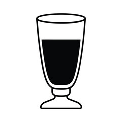 Black line drawing of a glass of liquid beverage