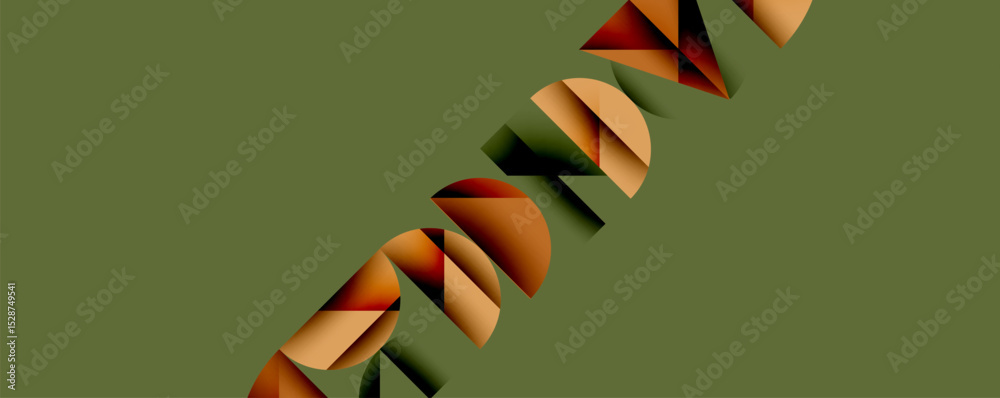 Aufkleber abstract geometric shapes form dynamic composition. warm browns contrast muted olive background. mod