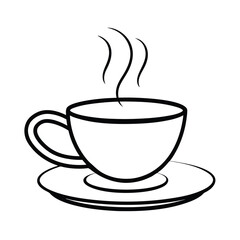 Hot coffee cup line drawing illustration simple design